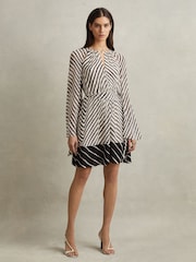Reiss Black/Neutral Minty Striped Cut-Out Mini Dress - Image 3 of 6