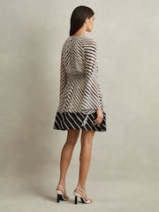 Reiss Black/Neutral Minty Striped Cut-Out Mini Dress - Image 5 of 6