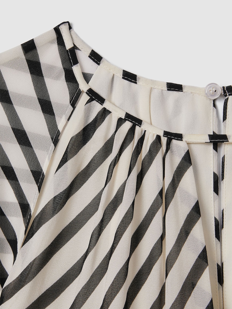 Reiss Black/Neutral Minty Striped Cut-Out Mini Dress - Image 6 of 6