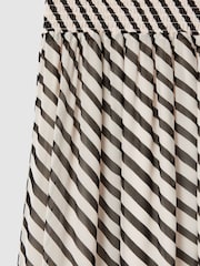 Reiss Black/Cream Dani Striped Panelled Midi Skirt - Image 4 of 4