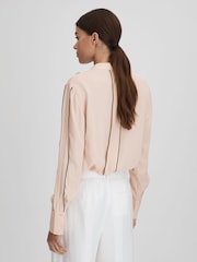 Reiss Nude Mia Contrast Trim Ruffle Blouse - Image 5 of 6