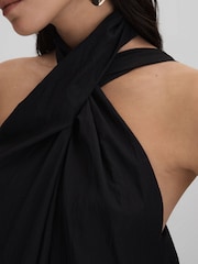 Reiss Black Phoebe Taffeta Halter Neck Maxi Dress - Image 3 of 6