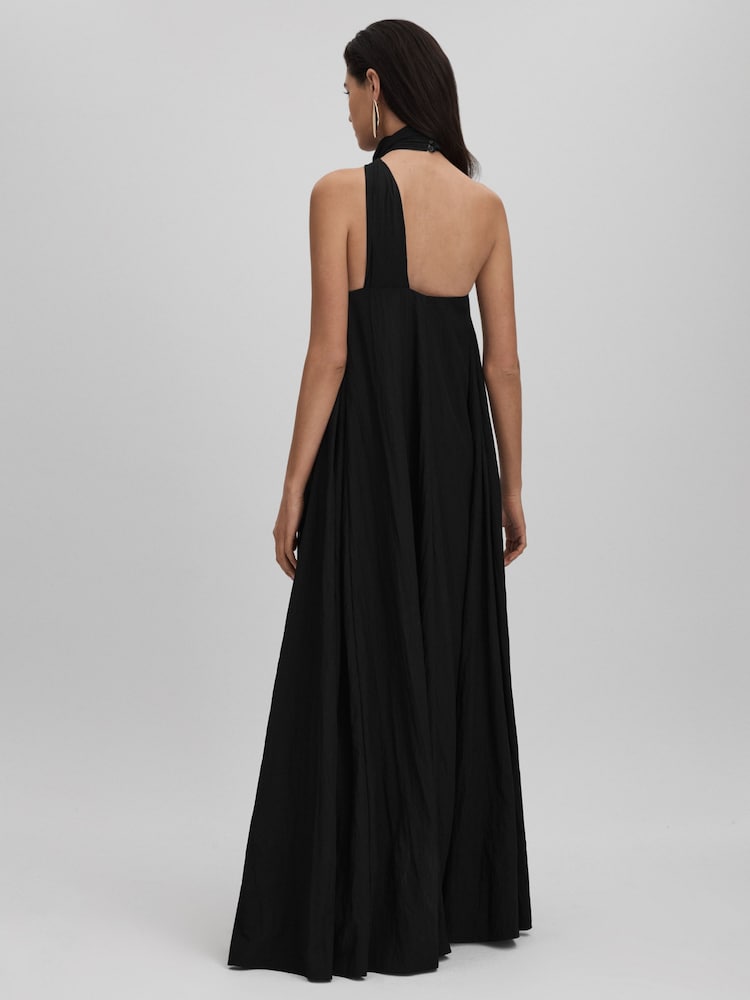 Buy Reiss Black Phoebe Taffeta Halter Neck Maxi Dress from Next Canada