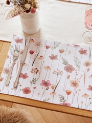 Catherine Lansfield 4 Pack Natural Harvest Flowers 100% Cotton Table Placemats - Image 2 of 3