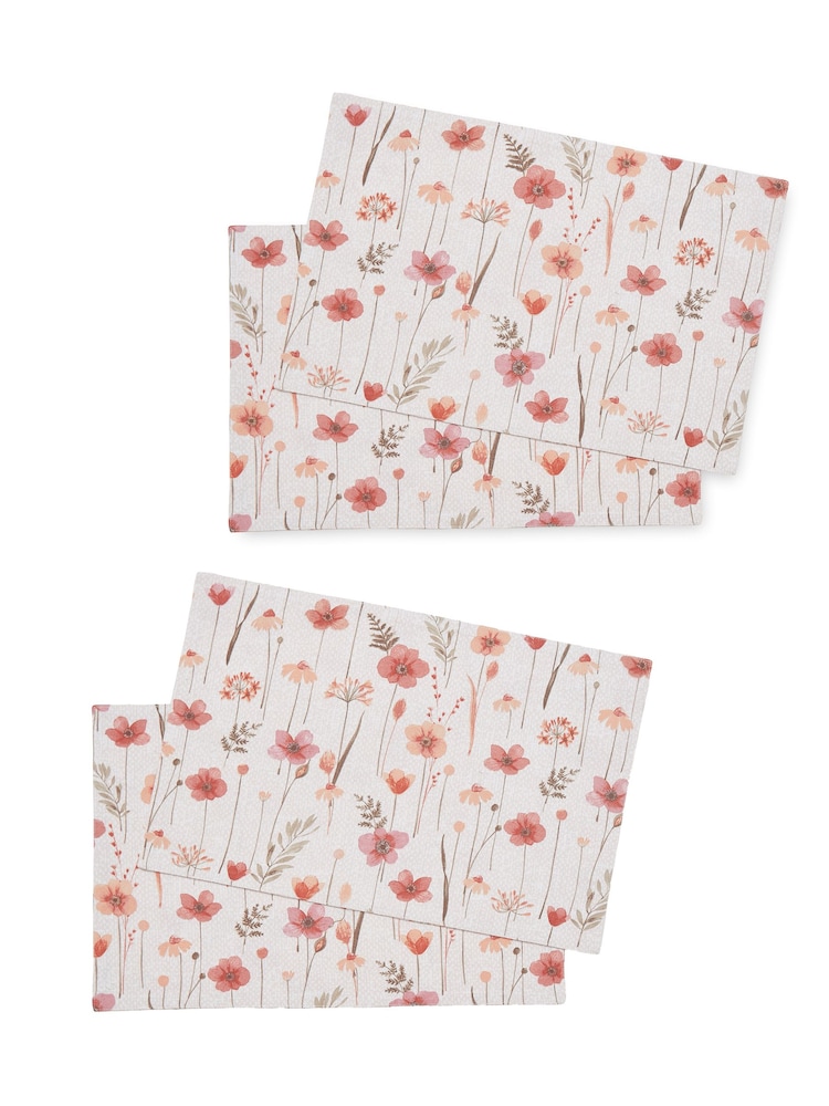 Catherine Lansfield 4 Pack Natural Harvest Flowers 100% Cotton Table Placemats - Image 3 of 3
