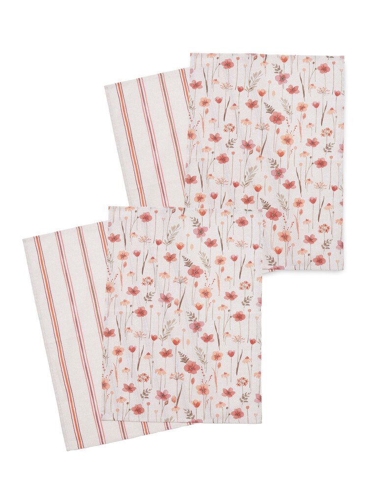 Catherine Lansfield Natural Harvest Flowers 100% Cotton Kitchen Tea Towels - Image 3 of 3