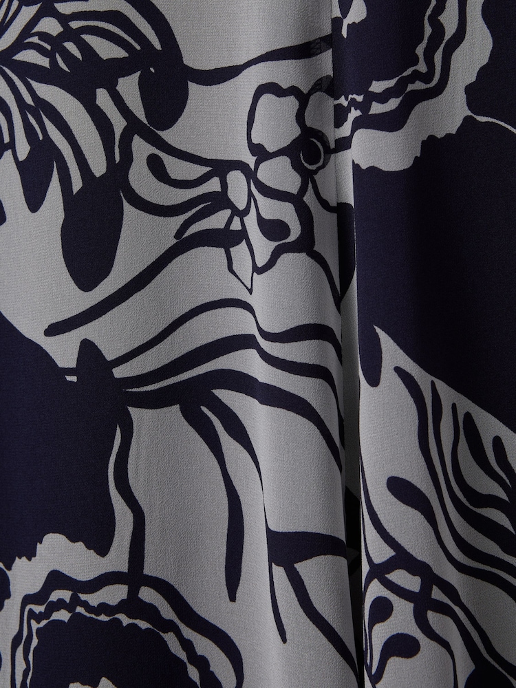 Reiss Blue Becci Printed Open Back Midi Dress - Image 5 of 5