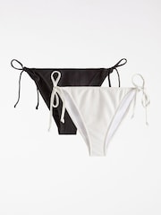 Lipsy Black White Tie Side 2 Pack Bikini Bottoms - Image 6 of 7