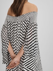 Reiss Black/Cream Fabia Striped Bardot Maxi Dress - Image 4 of 7
