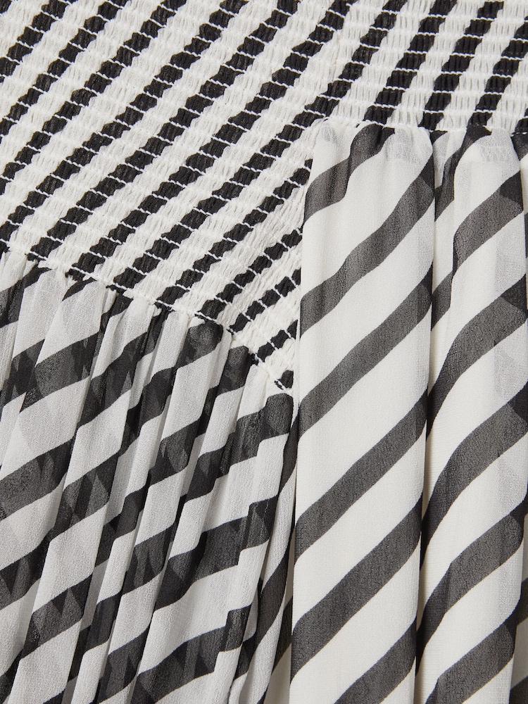Reiss Black/Cream Fabia Striped Bardot Maxi Dress - Image 7 of 7