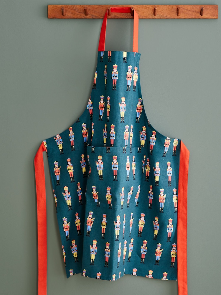Catherine Lansfield Green Christmas Nutcracker 100% Cotton Apron - Image 1 of 4