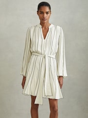 Reiss Ivory Orla Contrast Ruffle Mini Dress - Image 1 of 6