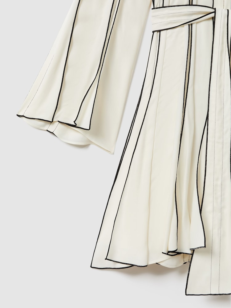 Reiss Ivory Orla Contrast Ruffle Mini Dress - Image 6 of 6