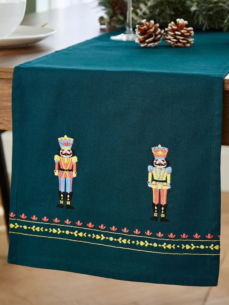 Catherine Lansfield Green Christmas Nutcracker 100% Cotton Table Runner - Image 2 of 3