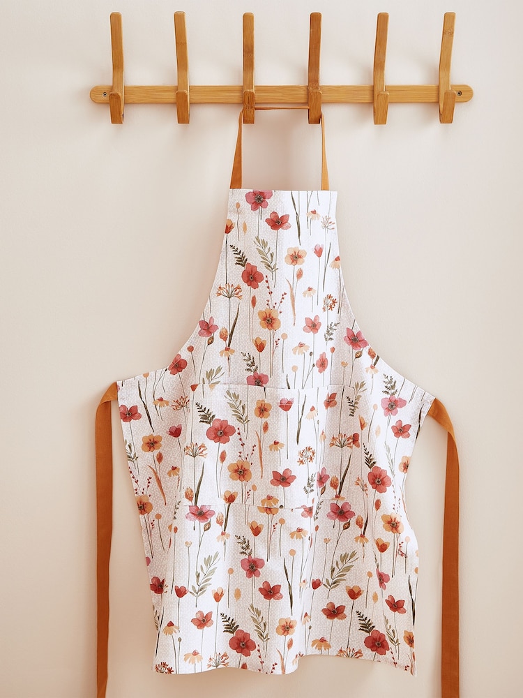 Catherine Lansfield Natural Harvest Flowers 100% Cotton Apron - Image 1 of 4
