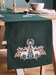 Catherine Lansfield Green Majestic Stag 100% Cotton Table Runner - Image 2 of 3