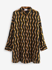 أسود شكل هندسي - Scion Beach Shirt Cover-Up - صورة 5 من 6