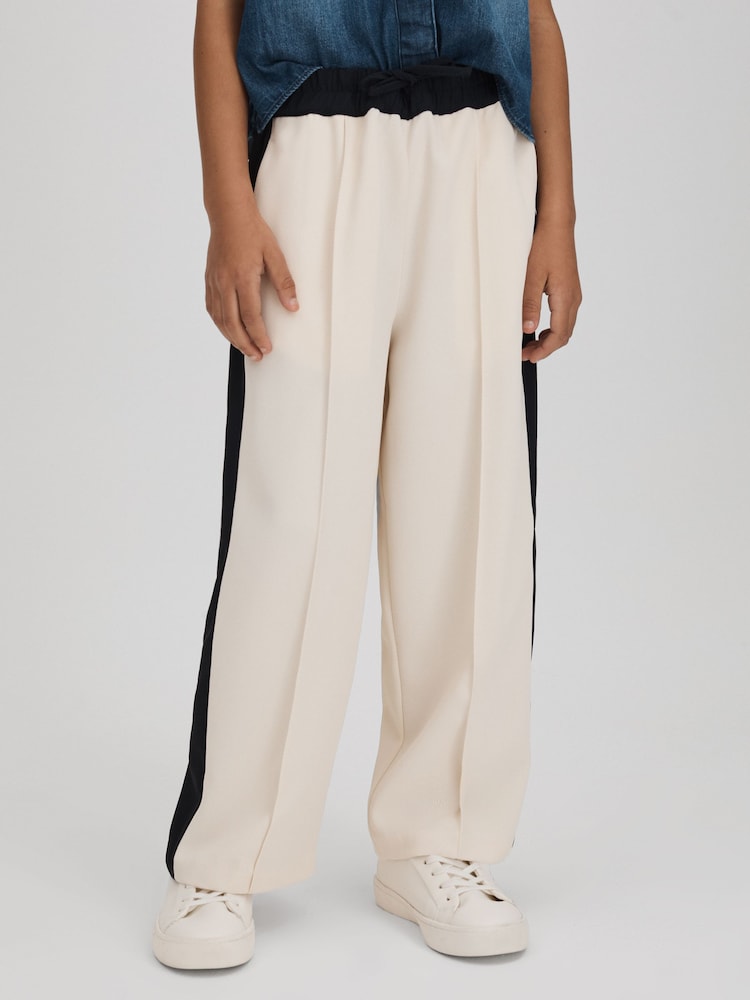 Reiss Ivory May 4-9 yrs Woven Stripe Drawstring Trousers - Image 1 of 6