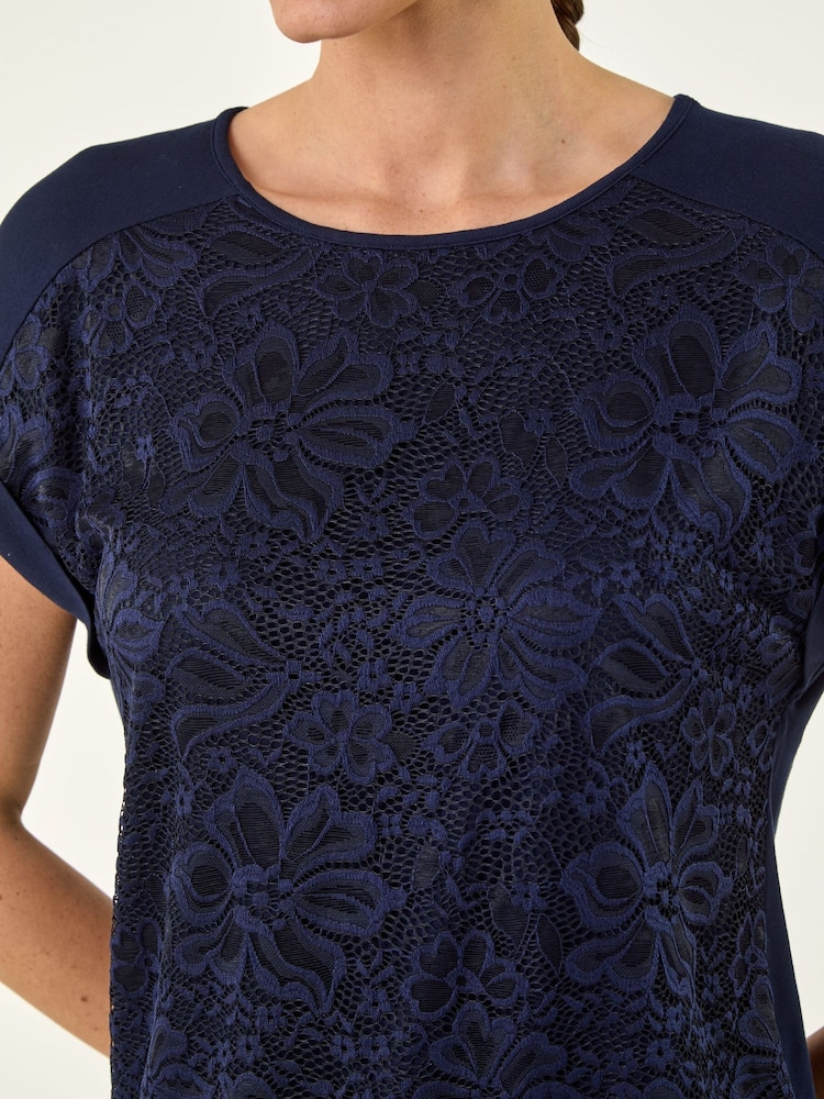 Roman Blue Lace Front Top - Image 4 of 4 Roman Blue Lace Front Top - Image 4 of 4