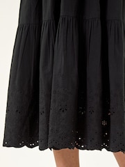 Roman Black Cotton Broderie Midi Dress - Image 4 of 4