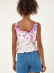 Roman Purple Floral Button Front Blouse - Image 3 of 4