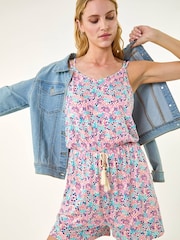 Roman Confetti Print Tassel Tie Playsuit - Imagen 1 de 5