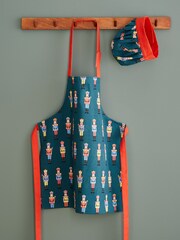 Catherine Lansfield Green Kids Christmas Nutcracker 100% Cotton Hat and Apron - Image 1 of 2