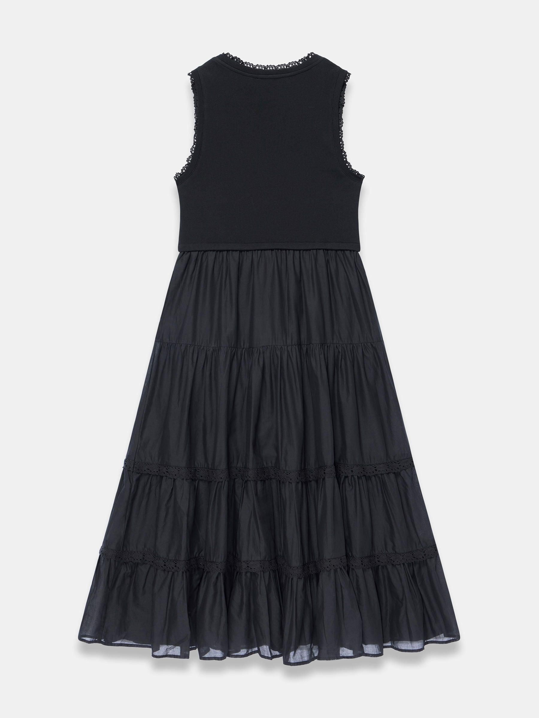 Buy Mint Velvet Black Crochet Trim Tiered Midi Dress from Next USA