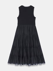 Μαύρο - Mint Velvet Crochet Trim Tiered Midi Dress - Εικόνα 8 από 8