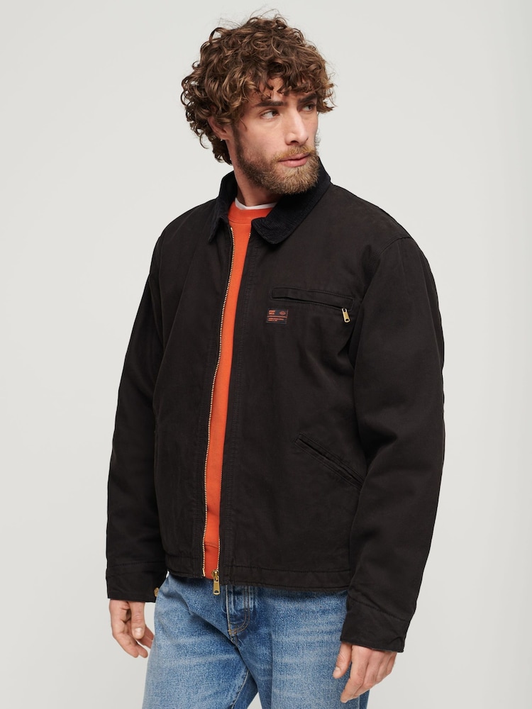 Schwarz/Chrom - Superdry Surplus Ranch 100% Cotton Jacket - Bild 1 von 8