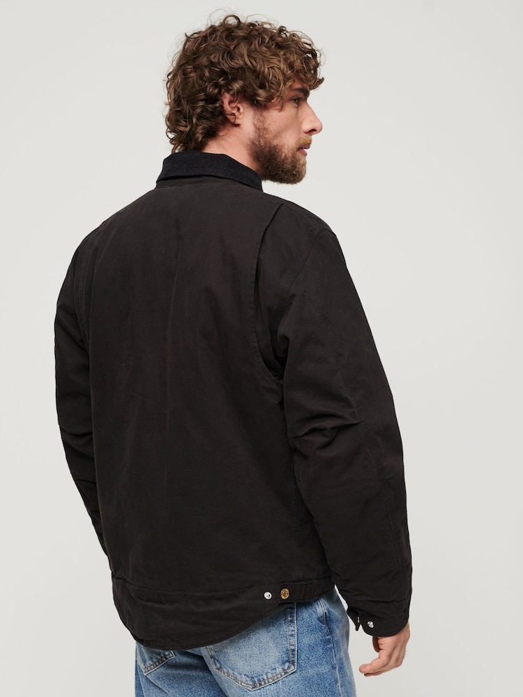 Schwarz/Chrom - Superdry Surplus Ranch 100% Cotton Jacket - Bild 2 von 8