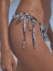 Blue/Cream Paisley Tie Side Bikini Bottoms - Image 5 of 6