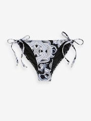 Blue/Cream Paisley Tie Side Bikini Bottoms - Image 6 of 6