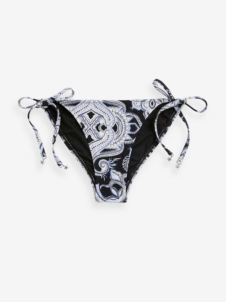 Blue/Cream Paisley Tie Side Bikini Bottoms - Image 6 of 6