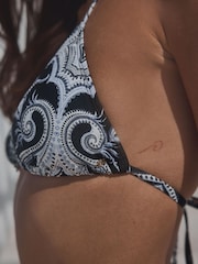 Blue/Cream Paisley Triangle Bikini Top - Image 4 of 6