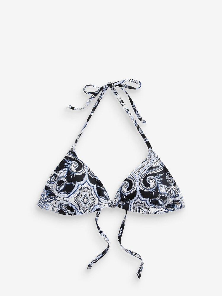 Blue/Cream Paisley Triangle Bikini Top - Image 6 of 6