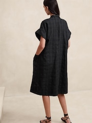 Banana Republic Black Laurel Linen Cotton Utility Dress - Image 2 of 4