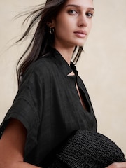 Banana Republic Black Laurel Linen Cotton Utility Dress - Image 3 of 4