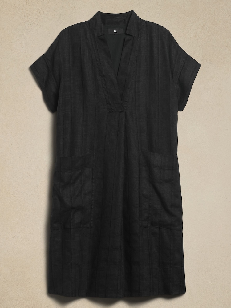 Banana Republic Black Laurel Linen Cotton Utility Dress - Image 4 of 4