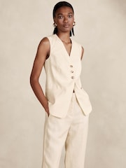 Banana Republic Cream Lina Linen Waistcoat - Image 1 of 1