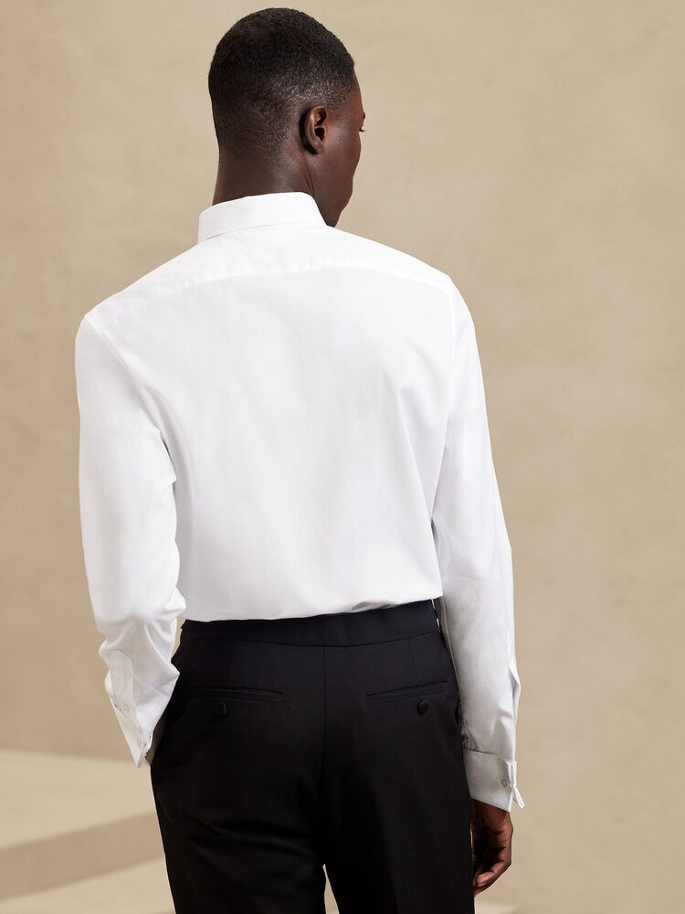 Banana Republic White Tailored Slim Tuxedo Dress Shirt - Image 2 of 4 Banana Republic White Tailored Slim Tuxedo Dress Shirt - Image 2 of 4