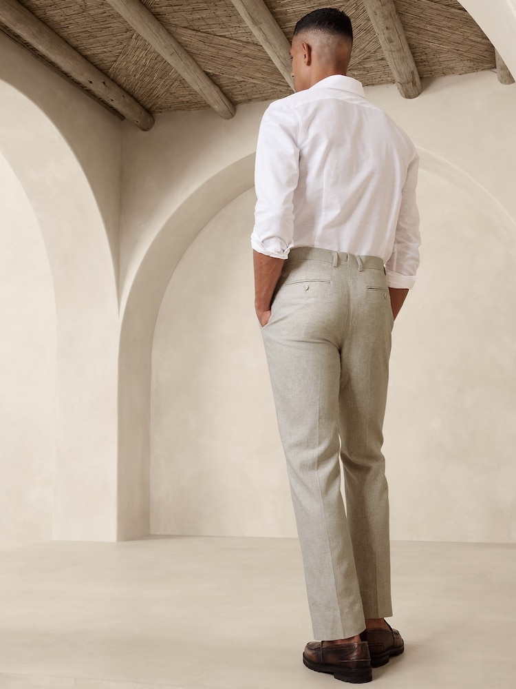 Banana Republic Cream Arroyo Cotton-Linen Suit Trousers - Image 2 of 3