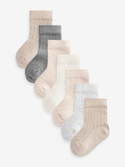 Brown 7 Pack Rib Baby Socks (0mths-2yrs) - Image 1 of 9