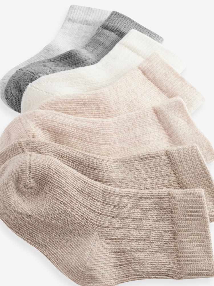 Brown 7 Pack Rib Baby Socks (0mths-2yrs) - Image 9 of 9
