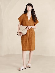 Banana Republic Brown Laurel Linen Cotton Utility Dress - Image 1 of 1
