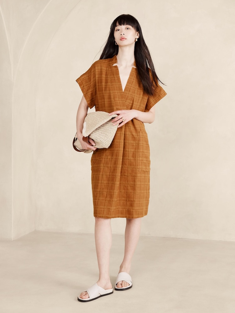 Banana Republic Brown Laurel Linen Cotton Utility Dress - Image 1 of 1
