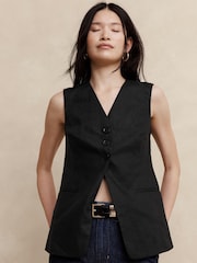 Banana Republic Black Lina Linen Waistcoat - Image 1 of 1