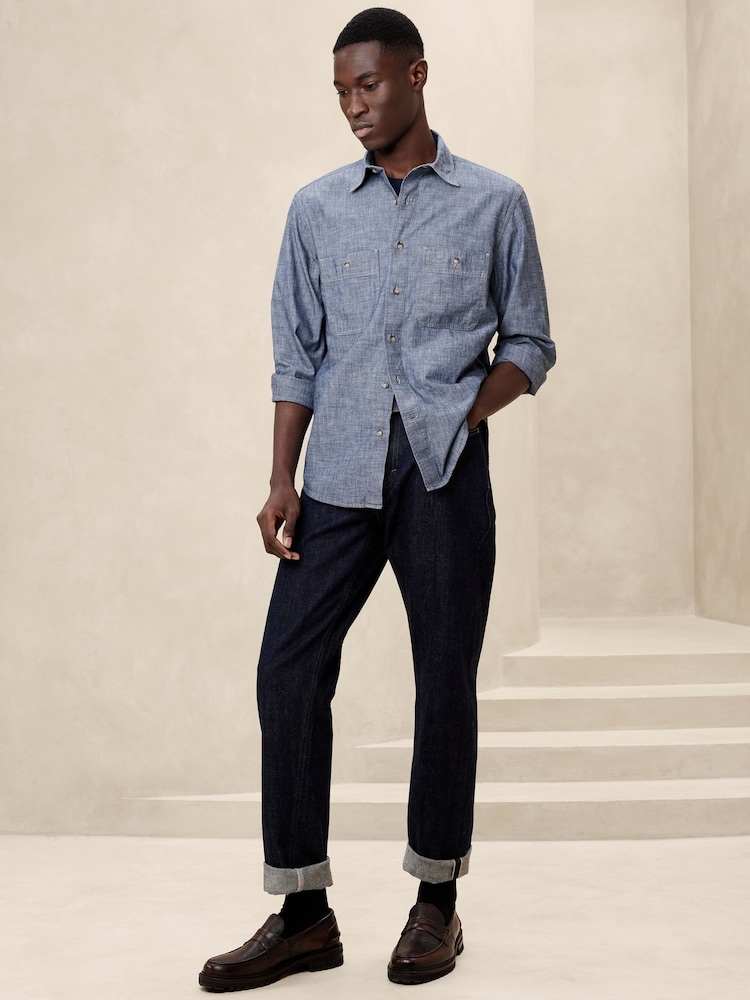 Banana Republic Blue Monterey Chambray Shirt - Image 1 of 1