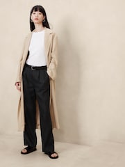 Banana Republic Black Lina Straight Linen Trousers - Image 1 of 5