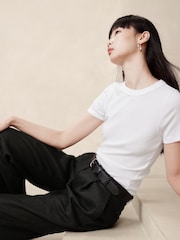 Banana Republic Black Lina Straight Linen Trousers - Image 4 of 5
